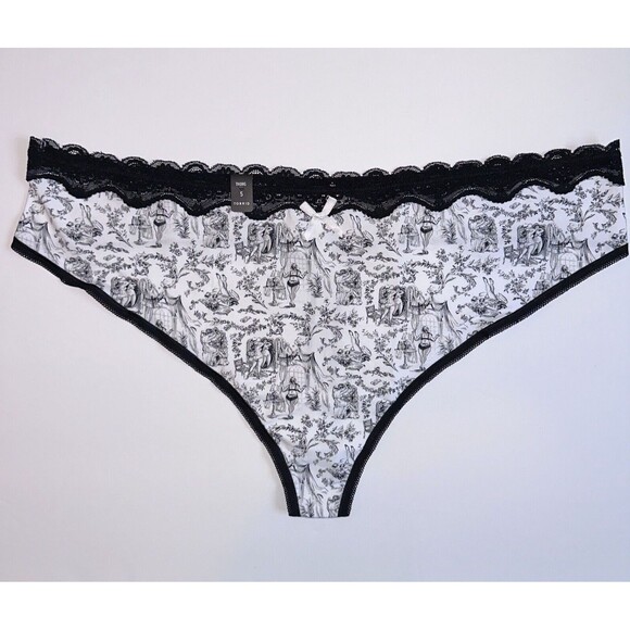 TORRID Black White Toile Thong Panties Lot Of 4 Size 5X Lace Trim Underwear NWT - Picture 1 of 12